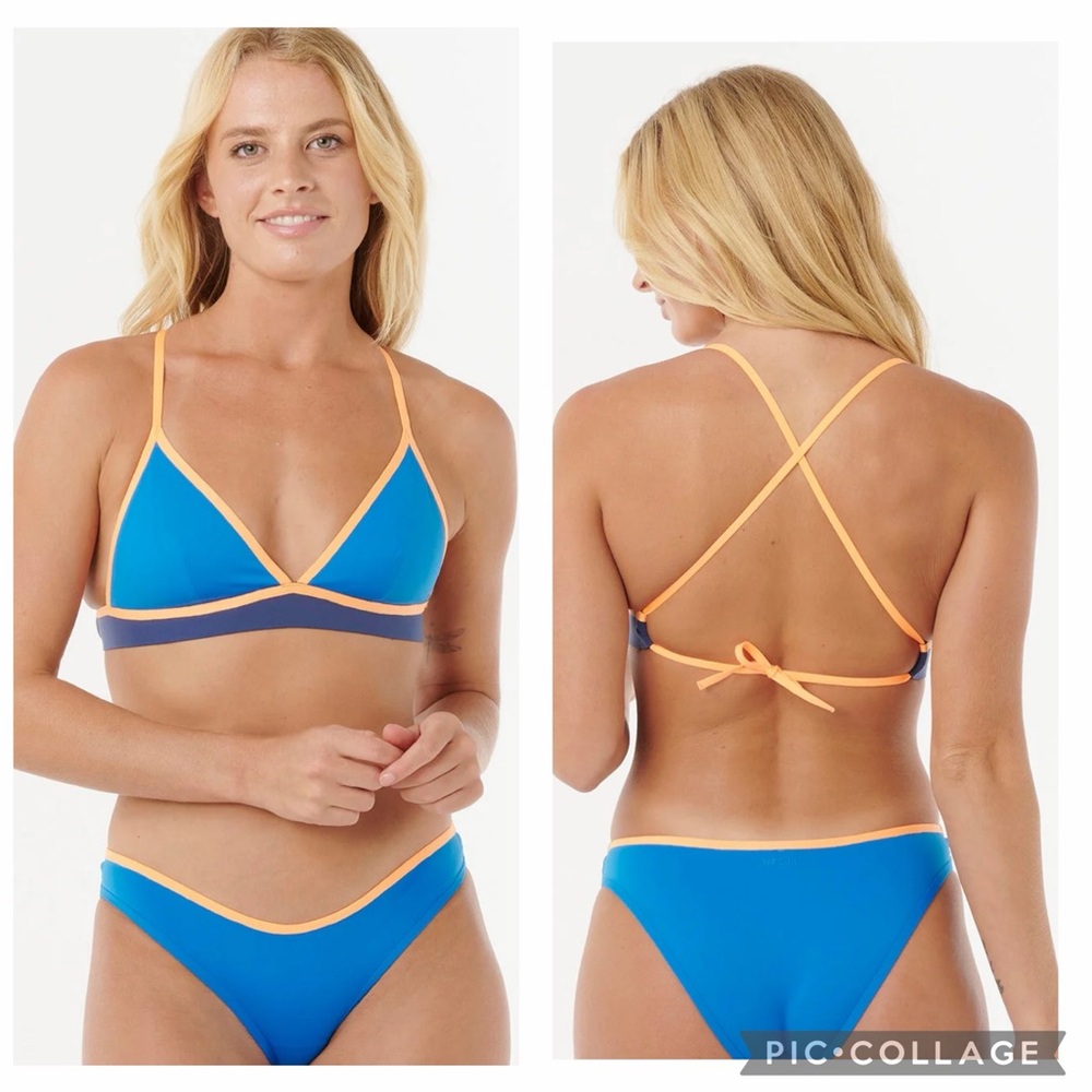 RIPCURL MIRAGE FUSION CROSSBACK TRIANGLE BIKINI TOP & HIPSTER BIKINI BOTTOM, S